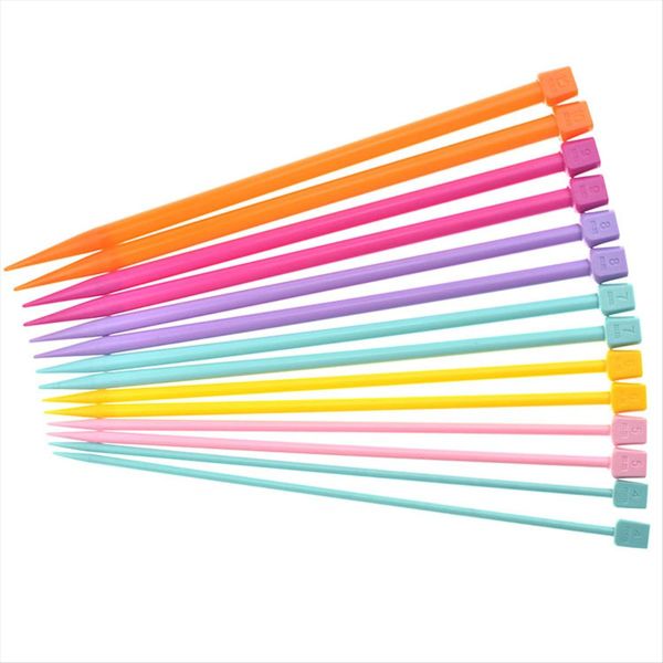 14 PCS Knitting Needles 4 mm-10 mm, Single Pointed Plastic Knitting Needles
