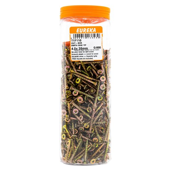 EUREKA Cut-Screw Smooth Shank Yellow Passivated 4 x 35mm Q:600 T1F110