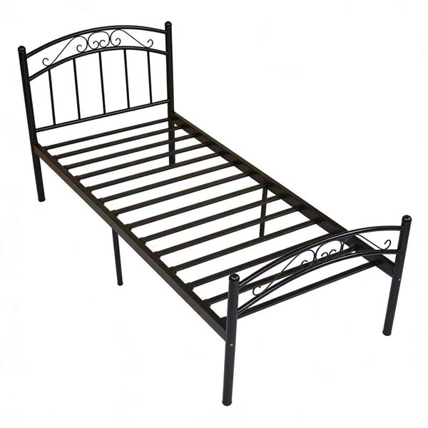 JIAGENG Single Metal Bed Frame 6-Leg with Headboard,Space Saving Design