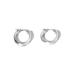 Solid Chunky Silver Oval Huggy Earring