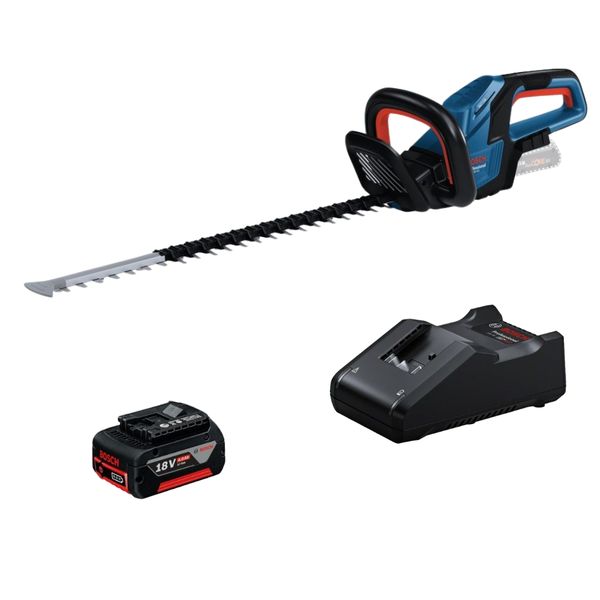 Bosch - Cordless Hedge Cutter (GHE 18V-60) with 4.0Ah Battery and Charger