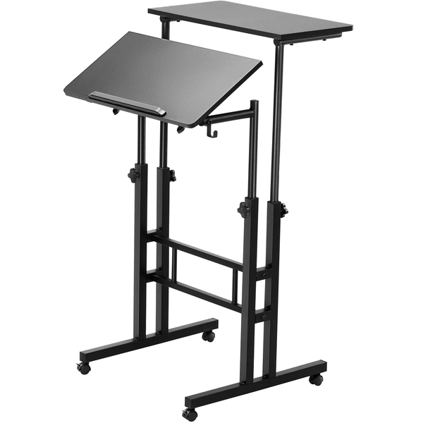 Multi-Functional Adjustable Laptop Desk Table with 360 Swivel Wheels - Oak