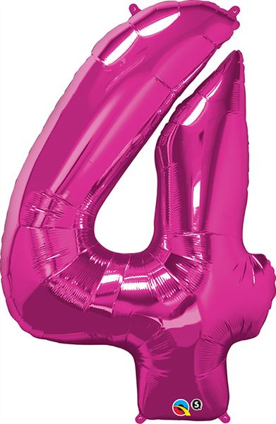 34inch Foil Balloon Number 4 Magenta