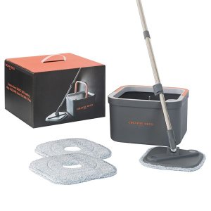 Creative Deco 360 Rotating Mop &amp; SQUARE Bucket Set With 2 Pads