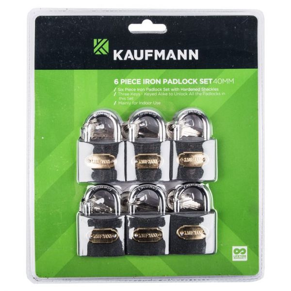 Kaufmann - Steel Lock Set 6 Piece 40mm - 2 Pack