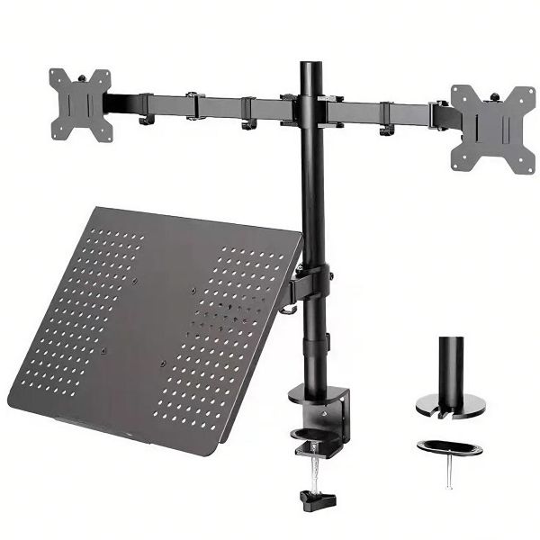 Dual Monitor Stand Laptop Arm Monitor Desk Mount With Laptop Mount Tray