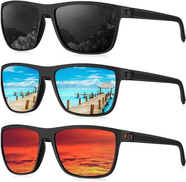 3-Pack Polarized Sunglasses - Suitable for driving, fishing, and golf