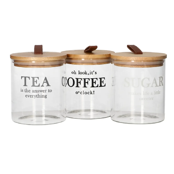 Kitro Premium Quality Glass Canister Set 3pcs 750ml