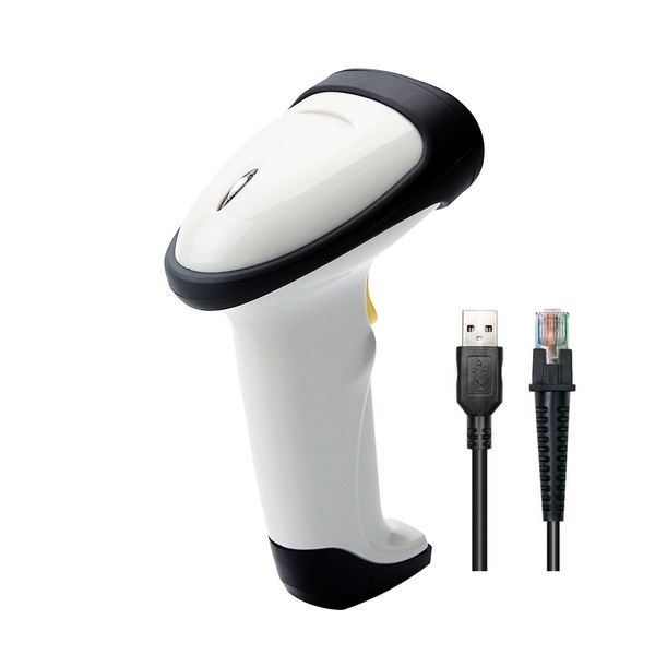 Portable handheld laser barcode scanner- white 1d