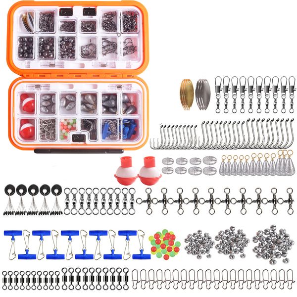 Fishing Tackle Kit Fishing Hooks Stop Beads Swivels Sinker Set - 254 Piece