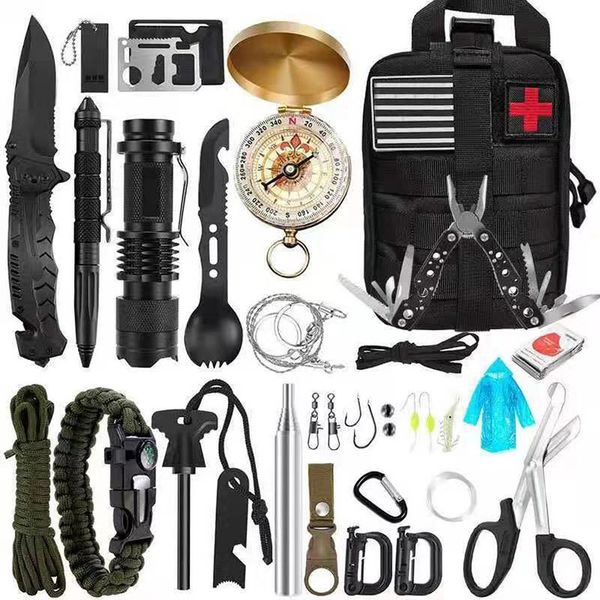 21 in 1 Survival Gear Tactical First Aid Camping Equipment Supplies Kits