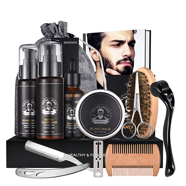 11-Piece Beard Kit For Men, Beard Growth Kit, Grooming &amp; Trimming Tool Set