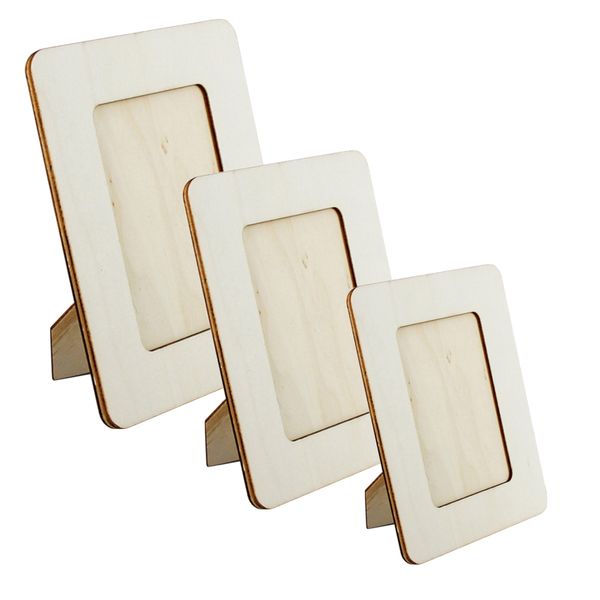 Craft Unfinished Wooden Photo Frame Home Decor Set of 3