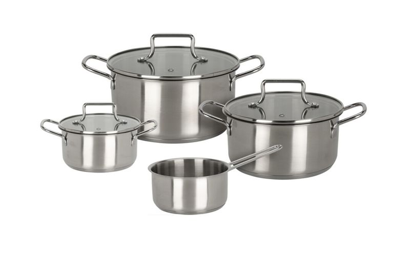 Stainless Steel 7 Piece Pot Set 2.57,1.95, 1.5 &amp; 1.35Lt