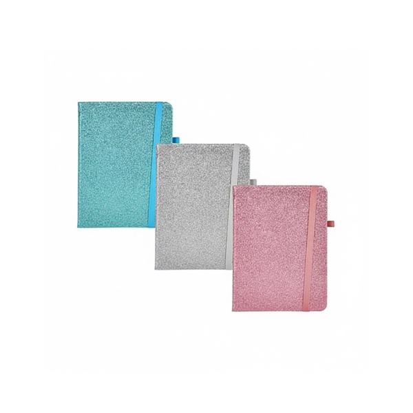 Pack of 3 Novelty Glitter Notebooks 80pgs