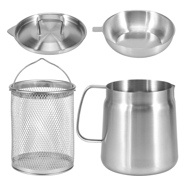 1.5 L 304 Stainless Steel Oil Filter Pot with Basket and Lid