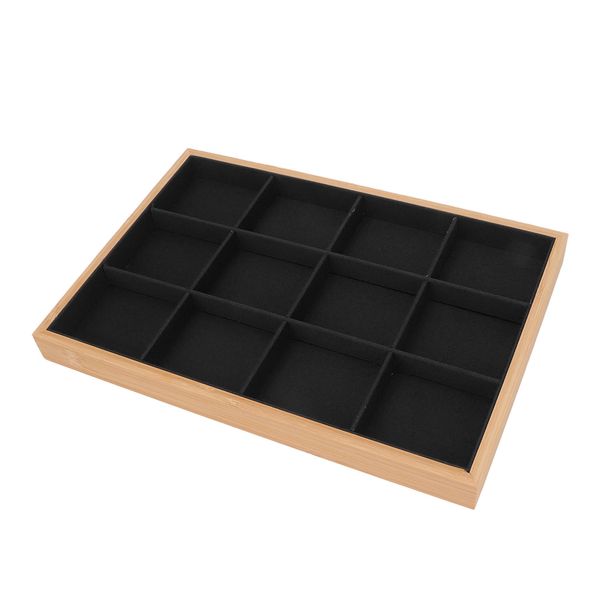 12-Grid Soft Jewelry Tray, Black Lightweight Bedroom Organizer