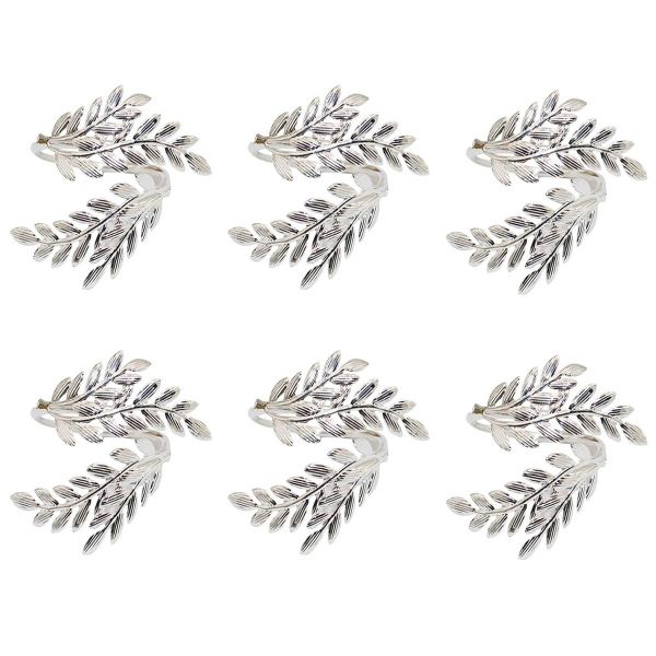 6 Pack Leaf Napkin Rings Stainless Steel Gold Napkin Holder Napkin Ring