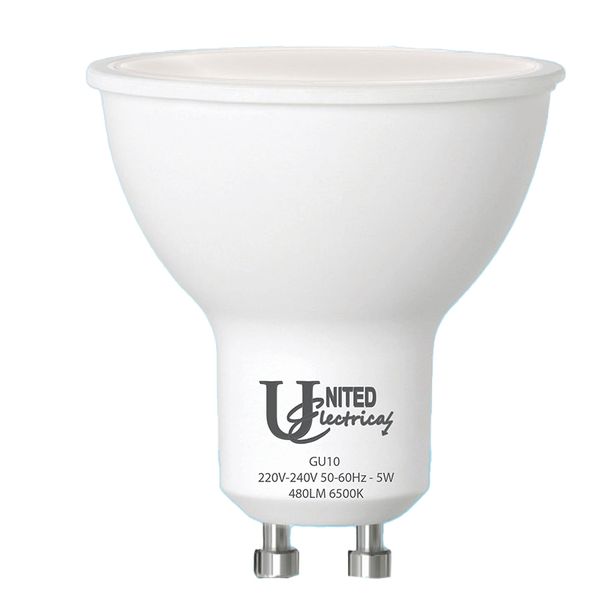 United Electrical 5 Watt GU10 A65 Rechargeable Bulb Cool White 5 Pack