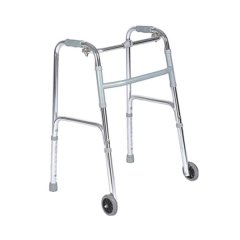 Lightweight Adjustable Folding Mobility Walker &amp; Front Grip Handles Wheels