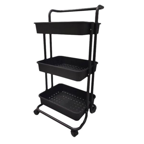 Multifunctional Metal Trolley Kitchen Storage Rack - White