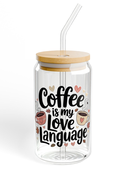 Puff Berry Coffee Is My Love Language Glass Tumbler