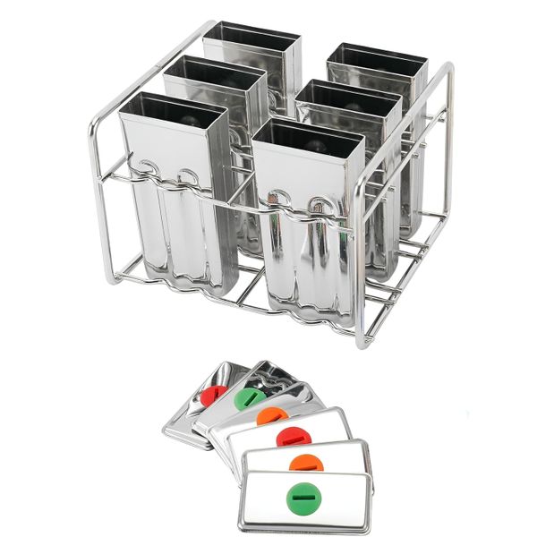 6 Piece Reusable and Leakproof Stainless Steel Popsicle Mold Set - Silver