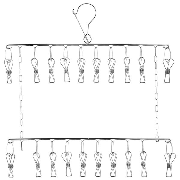 Metal Clothes Hanger with 30 Clips Space Saving Closet Organizer