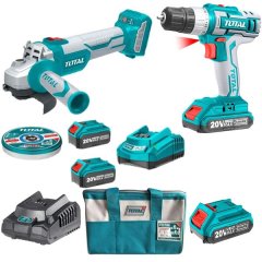 Total - Lithium Ion Angle Grinder (20v) and Lithium Ion Cordless Drill Kit