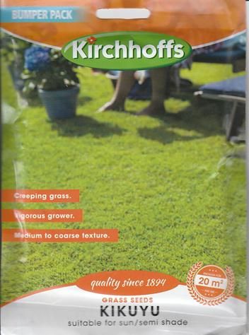 Kirchhoffs Kikuyu Whittet Lawn Grass Seed Bumper Pack - 100g for 20 sqm