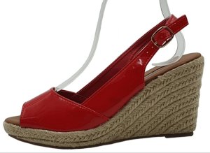 Women's Peep-Toe Slingback Espadrilles - Red