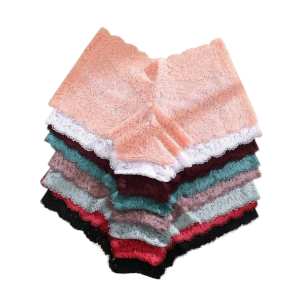 8-Pieces Elegant Lace High-Waist Seamless Panties - Multicolour