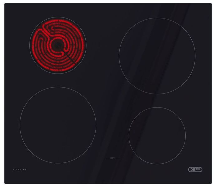 Defy DHD409 60cm Slimline Hob w/no Control Panel - Black Glass