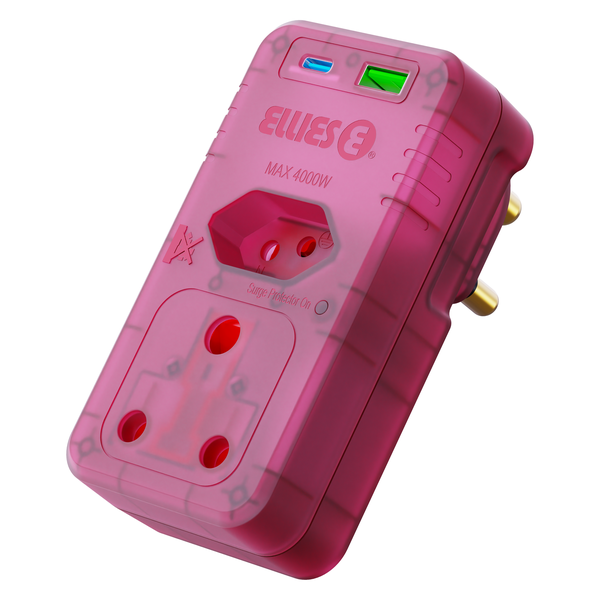 Ellies 2-Way High Surge Protector Adaptor with PD20W USB-C + USB