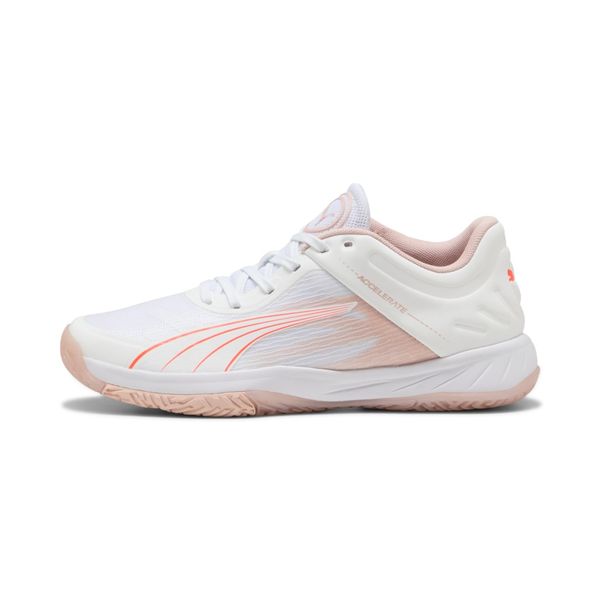 Puma Women's Accelerate Turbo Netball Shoes - White/Glowing Red