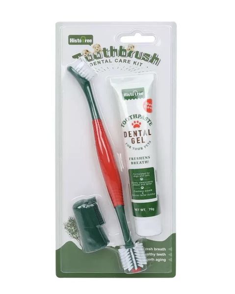 Pet Dental Care Kit Toothbrush, Toothpaste Freshen Breath for Cats and Dogs