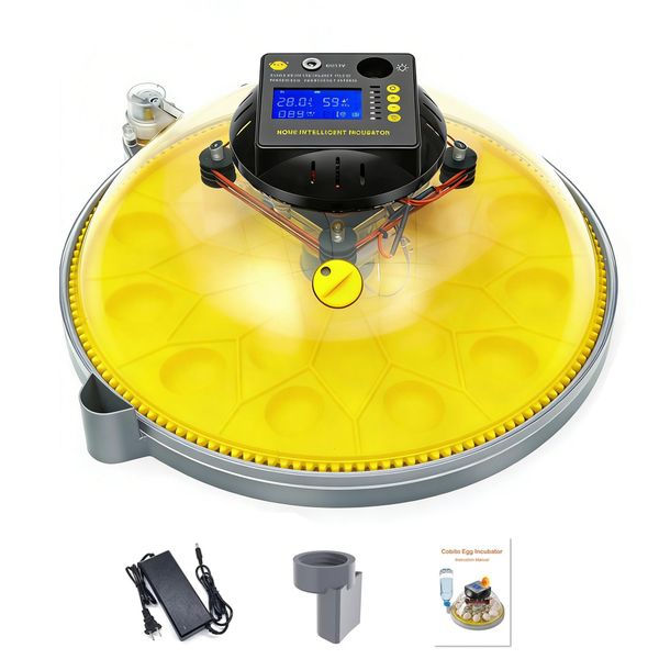 48Eggs Incubator with Temperature and Humidity Display-Dual Power/360 View