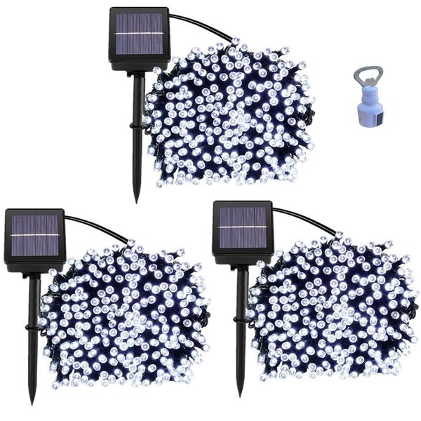 3 String Lights Fairy Lights Outdoor Solar -100 LED Bulbs Lights &amp; Opener