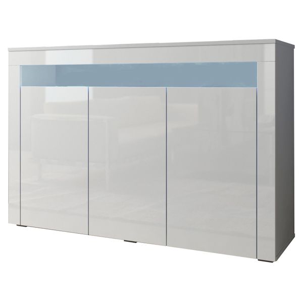 Melvix Glossy Sideboard with 3 Doors - White