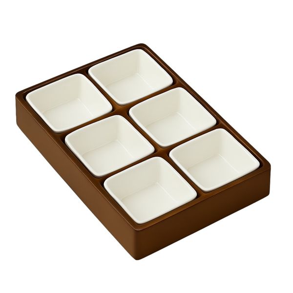 Multi-Compartment Bamboo Serving Tray Set - Walnut