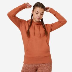 Domyos Women's Long Fitness Hoodie - Sepia Brown