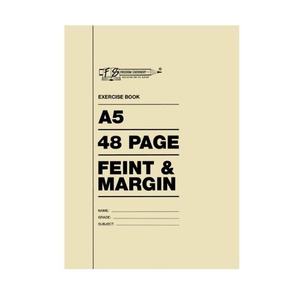 Freedom Stationery- A5 48 Page Feint &amp; Margin Exercise Book (Pack Of 25)