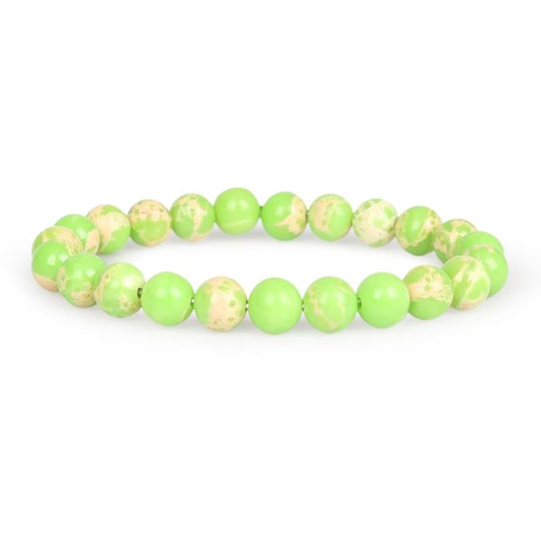 Women's Natural Stone Beaded Bracelet, Light Green Color