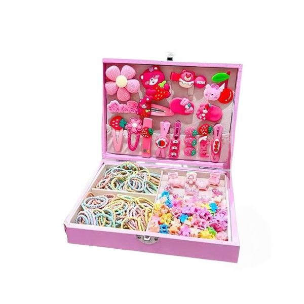 Children's Hair Accessory Gift Box Set, Birthday Gift Headband Set Rose red