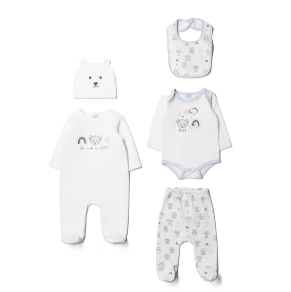 Kitro 5 Piece Bear Set White 3-12 Months
