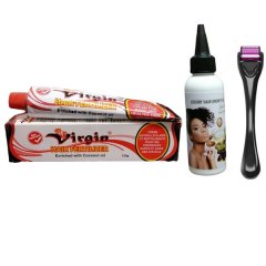 Virgin Hair Fertilizer Enriched with Coconut Oil+ Hair Oil+ Derma Roller