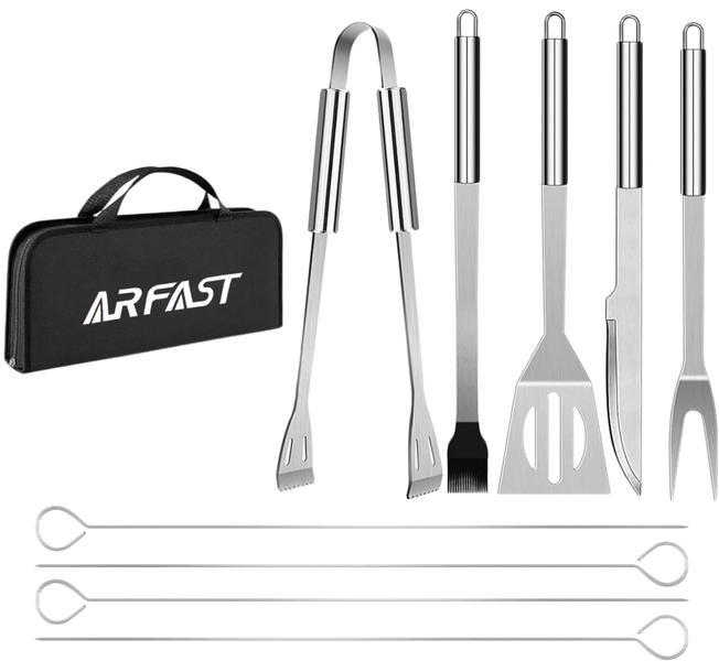 Arfast - 9 Piece Stainless Steel BBQ Grill Accessories Braai Tools Set