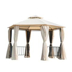 Modern Outdoor Pop Up Gazebo Canopy With Steel Frame &amp; Curtains 13x13