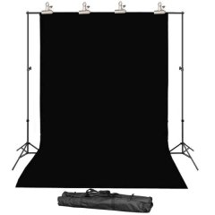 2M X 2M Photography Black Backdrop Screen and Support Stand