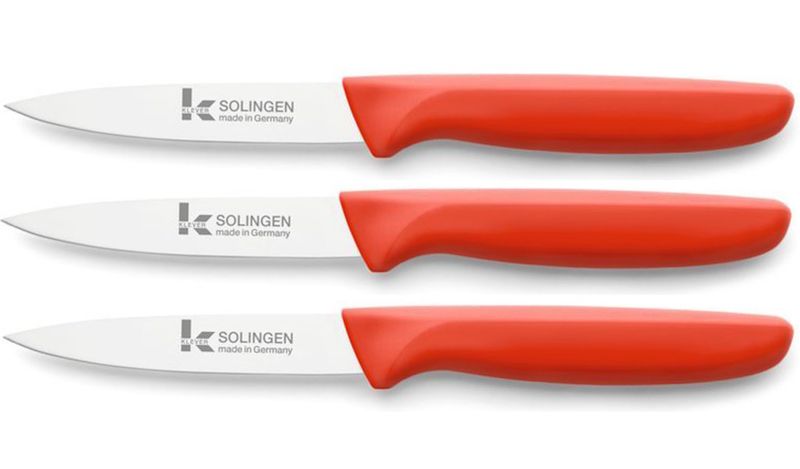 Klever Smartline Paring Knife 10cm Blade - 3 Pack - Red